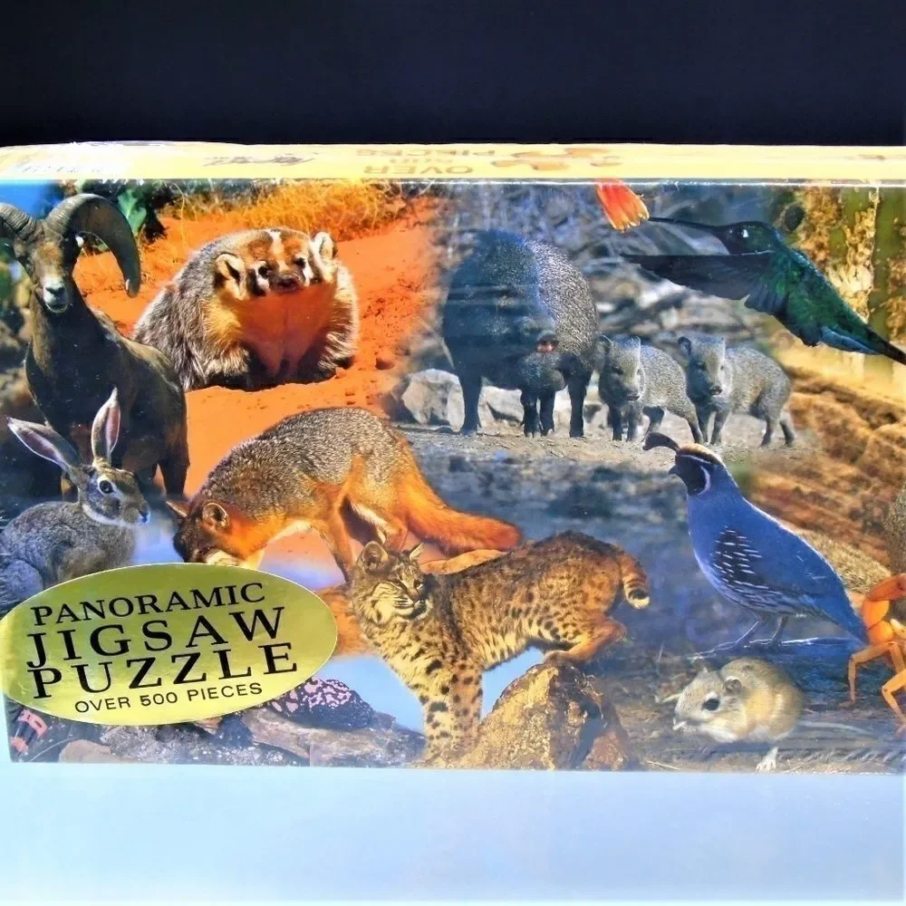 Desert Wildlife Jigsaw Panoramic Puzzle Vintage